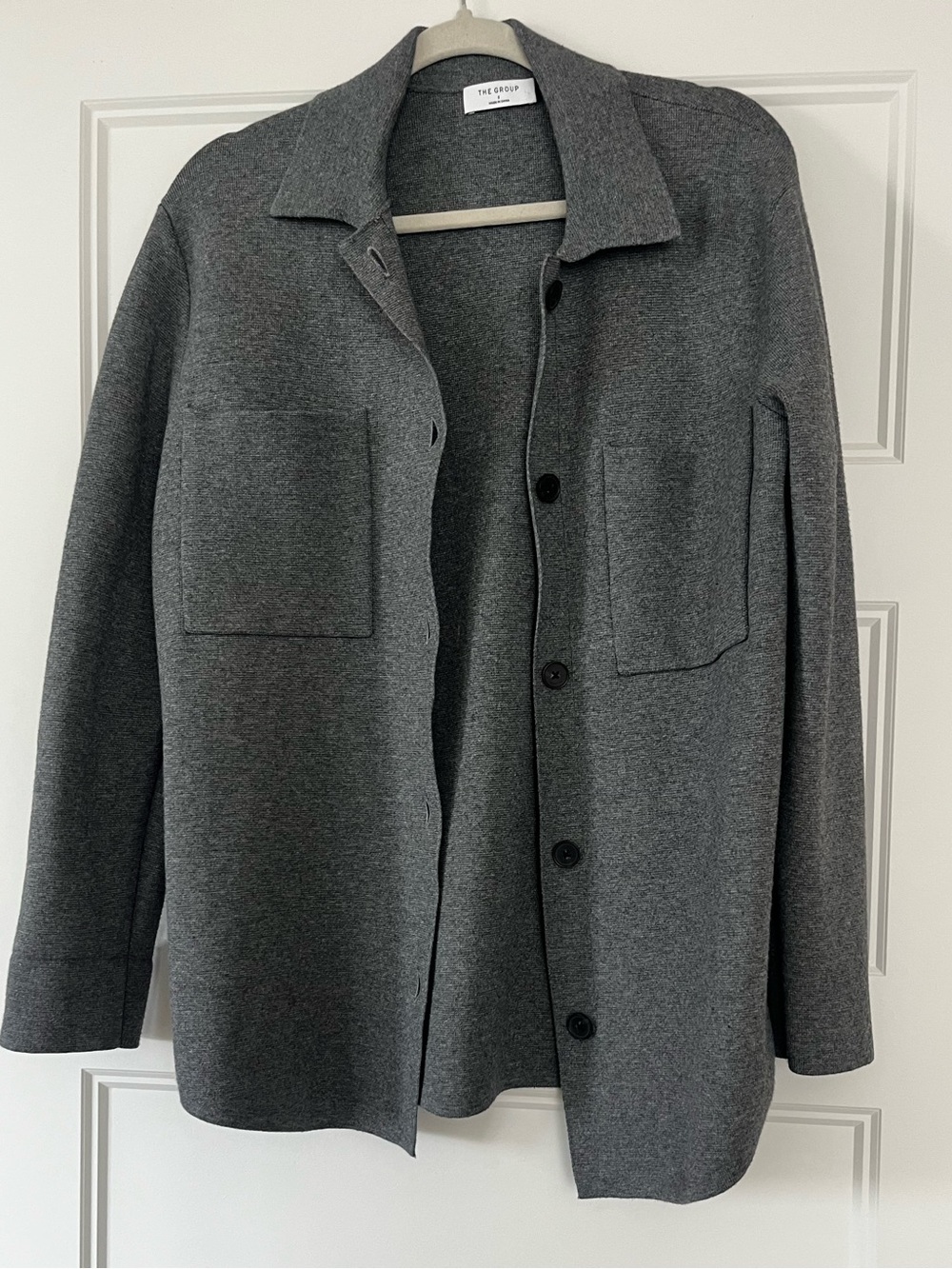 Aritzia Babaton Charcoal Gray Button-Front Shirt Jacket